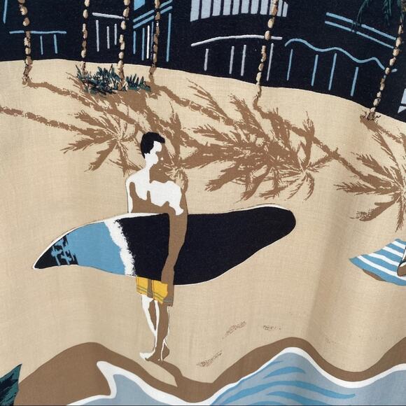 Blue brown Hawaiian shirt beach scene size large - Picture 6 of 10